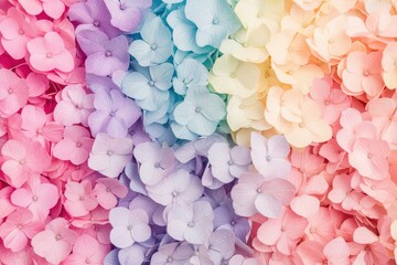 Obraz premium Pastel Rainbow Hydrangea Flower Background Soft Floral Texture
