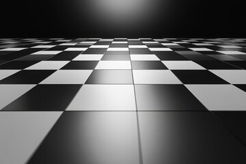 Abstract Black and White Checkerboard Floor