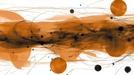 vibrant orange and black abstract canvas artwork with dynamic textures and shapes