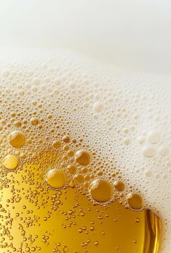 Golden Beer with Rich Frothy Texture, close-up