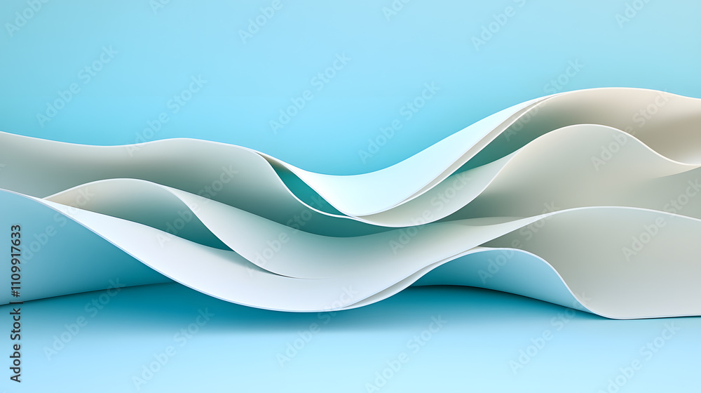Poster dynamic flowing paper waves creative studio abstract art minimalist environment close-up view visual