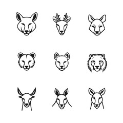 Animal icon logo line design collection
