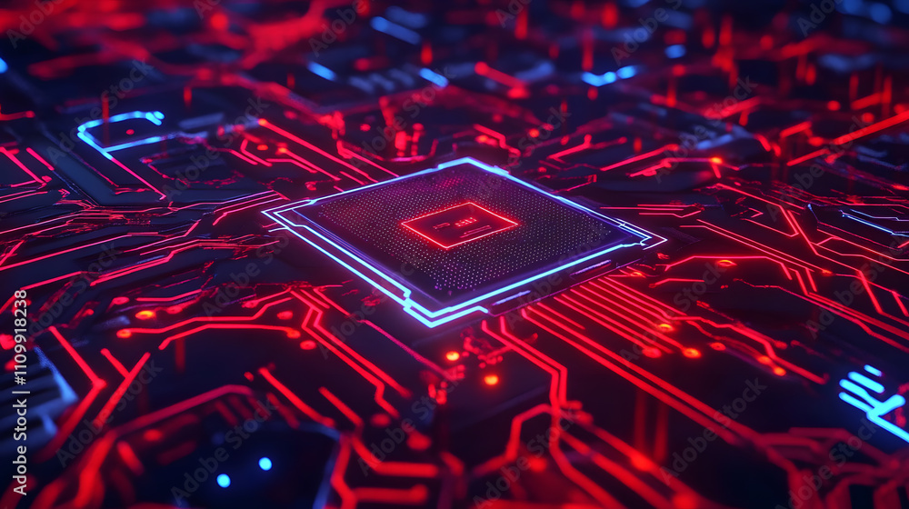 Poster futuristic circuit board design technology digital art abstract environment close-up view cyber conc