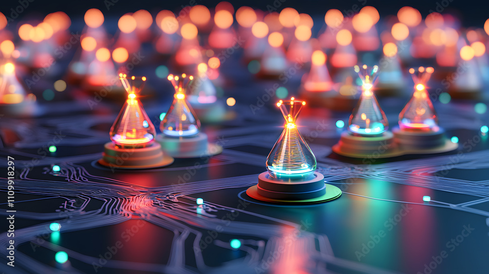 Aufkleber innovative technology event showcasing quantum concepts virtual lab environment digital art perspect
