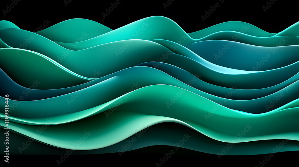 Poster dynamic ocean waves abstract digital art visual composition modern technology aesthetic perspective 