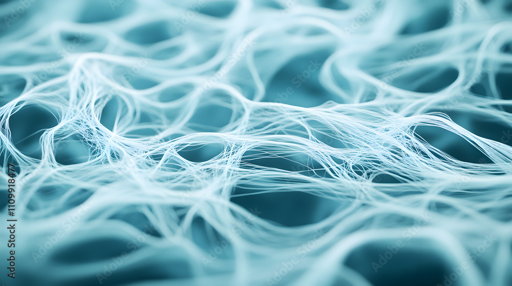 Poster intricate fiber patterns abstract art digital artwork blue tones macro view modern concepts for visu