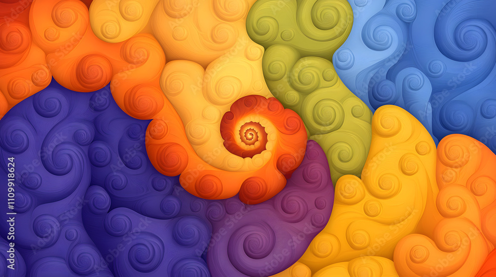 Poster vibrant abstract swirl design digital art colorful patterns creative environment eye-level view arti