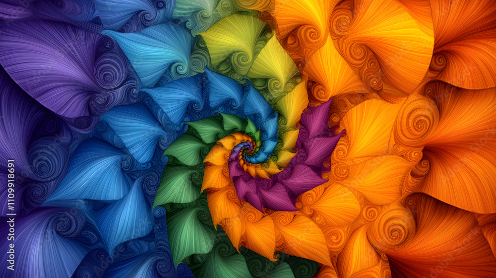Poster vibrant spiral patterns in colorful abstract art digital art creation visual delight creative inspir