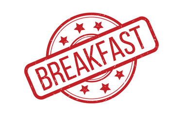 Red BREAKFAST Rubber Stamp Seal Vector illustration isolated on white background