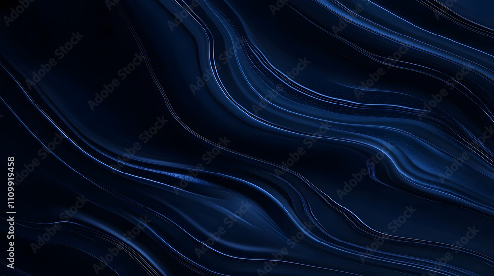 Poster dynamic blue wave patterns abstract art digital medium modern aesthetic close-up view visual serenit