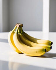 Yellow Ripe Banana on White Table for Clean and Minimalist Appeal Fruit Presentation Photo