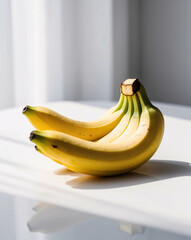 Fresh Yellow Banana on Sleek White Table with Minimalist Touch Fruit Presentation Photo