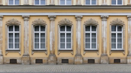 Fototapeta premium International court facade with grand architecture and flagpoles, symbolizing justice and global cooperation in resolving disputes.