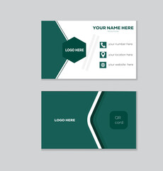 Modern green and white business card design.