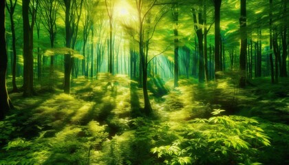 Obraz premium Morning Light In Forest Wilderness