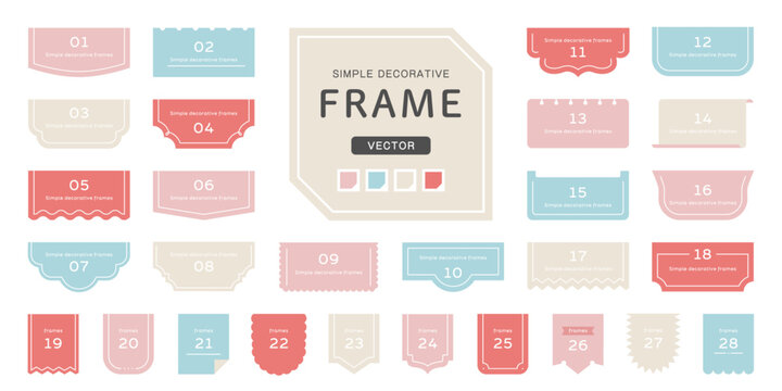 シンプルなデコレーションフレーム セット ( ベクター 見出し 装飾 タイトル カラフル )