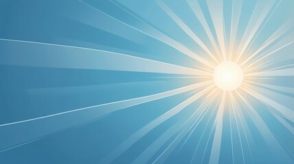 Fototapeta premium Bright sun radiates light through a serene blue sky on a clear day