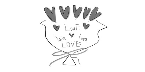 bouquet of love and hearts