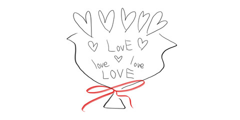 bouquet of love and hearts
