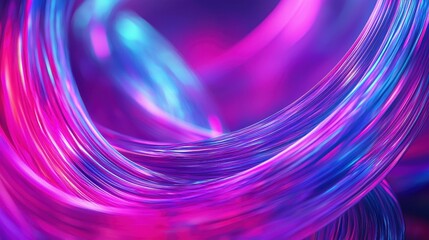 Abstract Swirling Neon Pink and Blue Light Waves
