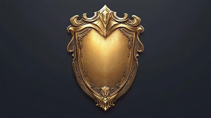 Ornate Golden Shield Blank Award Emblem