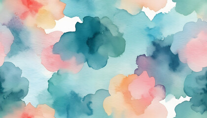 Colorful abstract watercolor background with soft clouds in pastel shades
