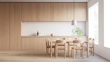 Minimalist Light Wood Kitchen Dining Area Design