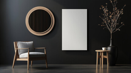 Stylish and Minimal Black Wall Mockup with Warm Accents