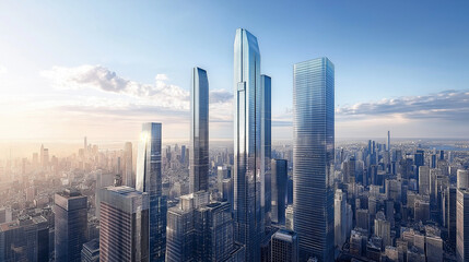 Modern Elegance A City of Futuristic Skyscrapers