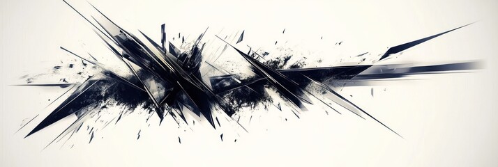 Obraz premium An abstract design featuring sharp, dynamic shapes in black and white tones.