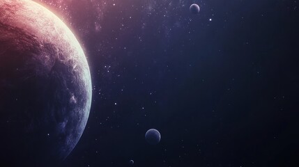 Obraz premium A cosmic scene featuring planets in a starry space background.