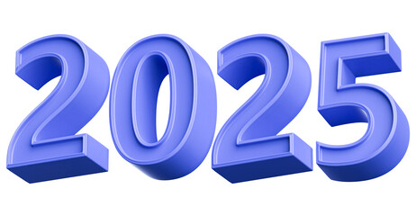 New Year 2025 Blue Number 3D Render