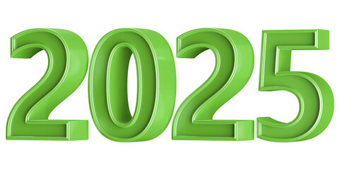 New Year 2025 Green Number 3D Render