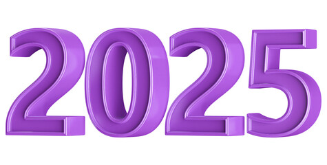 New Year 2025 Purple Number 3D Render