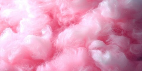 Fototapeta premium Close-Up of Fluffy Pink Cotton Candy Texture Against Soft Background Perfect for Sweet Treat Themes and Vibrant Designs in Digital Art and Print Media