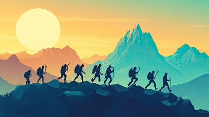 Human Evolution Journey Across Majestic Mountains