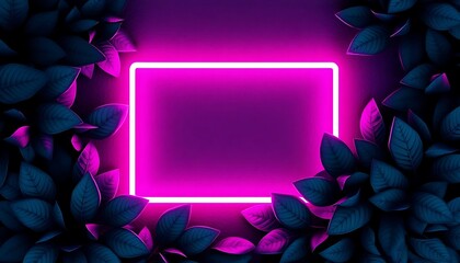Neon Gold Frame with Green Foliage: Ambient Floral Template for Invitations and Ads