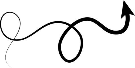 Arrows icons hand drawn, swirl, curve, wave