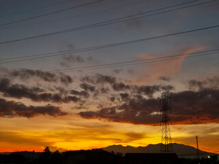 Sutet pole with beautiful mountain background and twilight sky
