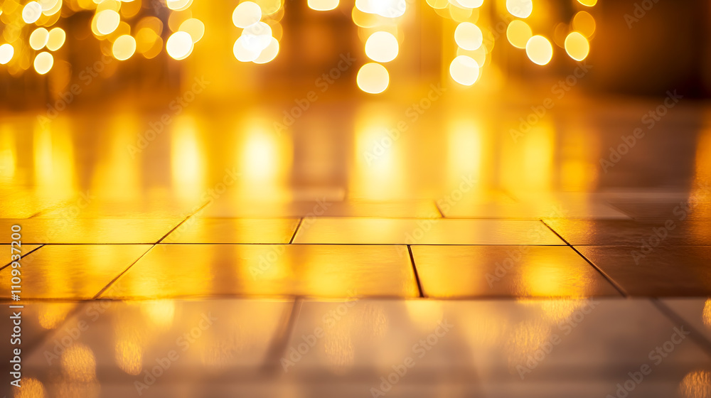 Poster warm and cozy light reflections on a smooth floor with bokeh effects creating a dreamy atmosphere id
