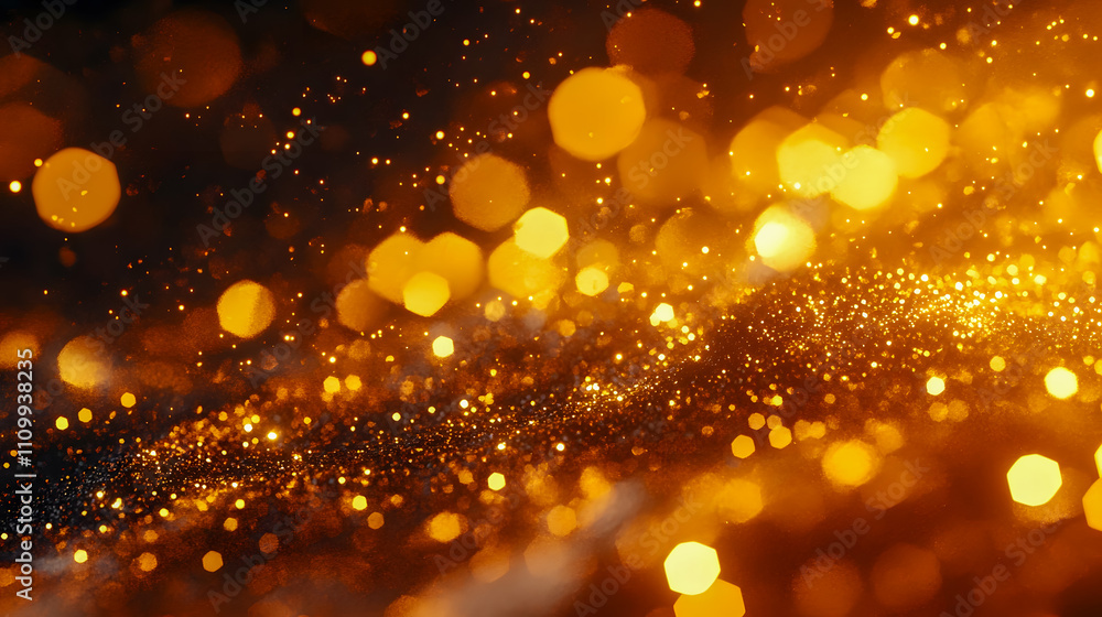 Aufkleber shimmering golden bokeh background with sparkling lights creating a magical and dreamy atmosphere fo