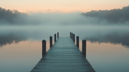 Obraz premium Misty Morning on a Lake