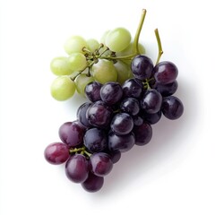 Fototapeta premium A bunch of ripe grapes with stems, isolated white background, minimalism art style