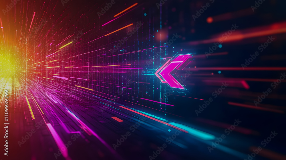 Aufkleber vibrant abstract digital power with speeding light trails and colorful futuristic background in dyna