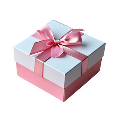 Obraz premium pink gift box with ribbon isolated on transparent background