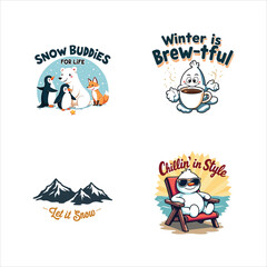 Creative Snow Typography T-Shirt Design Template Collection