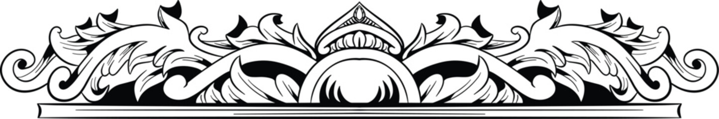 Black White Floral Decoration Ornament for Wedding Invitation Vintage Transparent Background