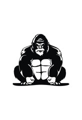 Isolated Sitting Posed Gorilla