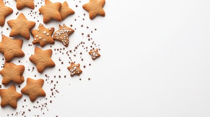 Star-shaped Cookies with Sprinkles on White Background