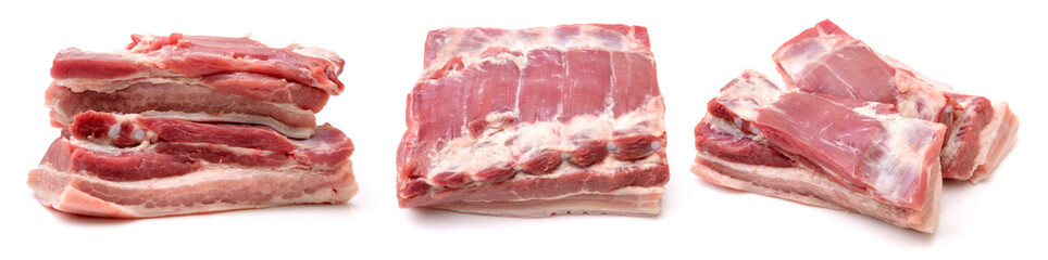 Pork belly on white background